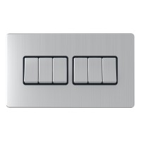 2 Way 6 Gang Switches, wall fitting SLM1062BCBM