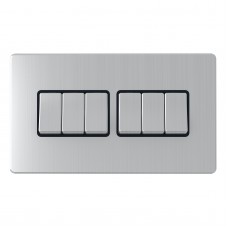 2 Way 6 Gang Switches, wall fitting SLM1062BCBM